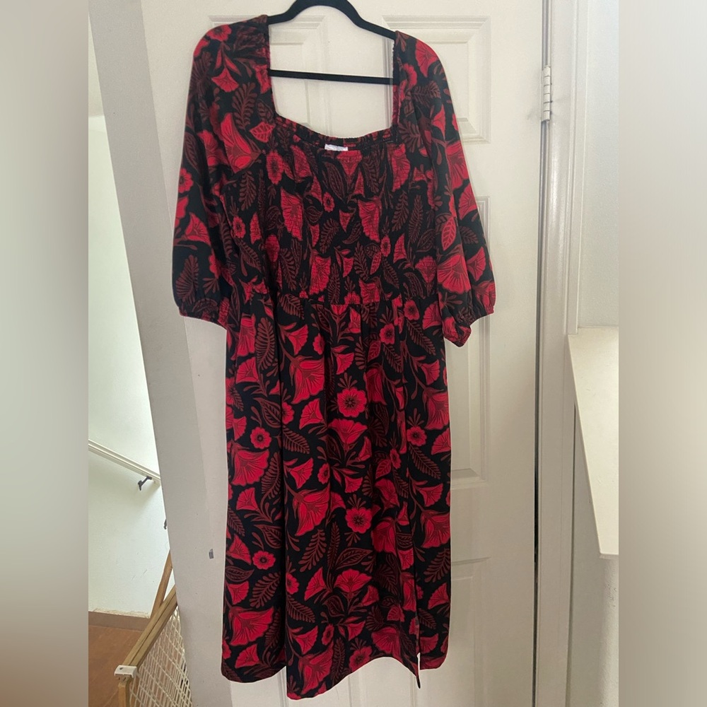 Christina Cordova x Target Black & Red Floral Midi Dress